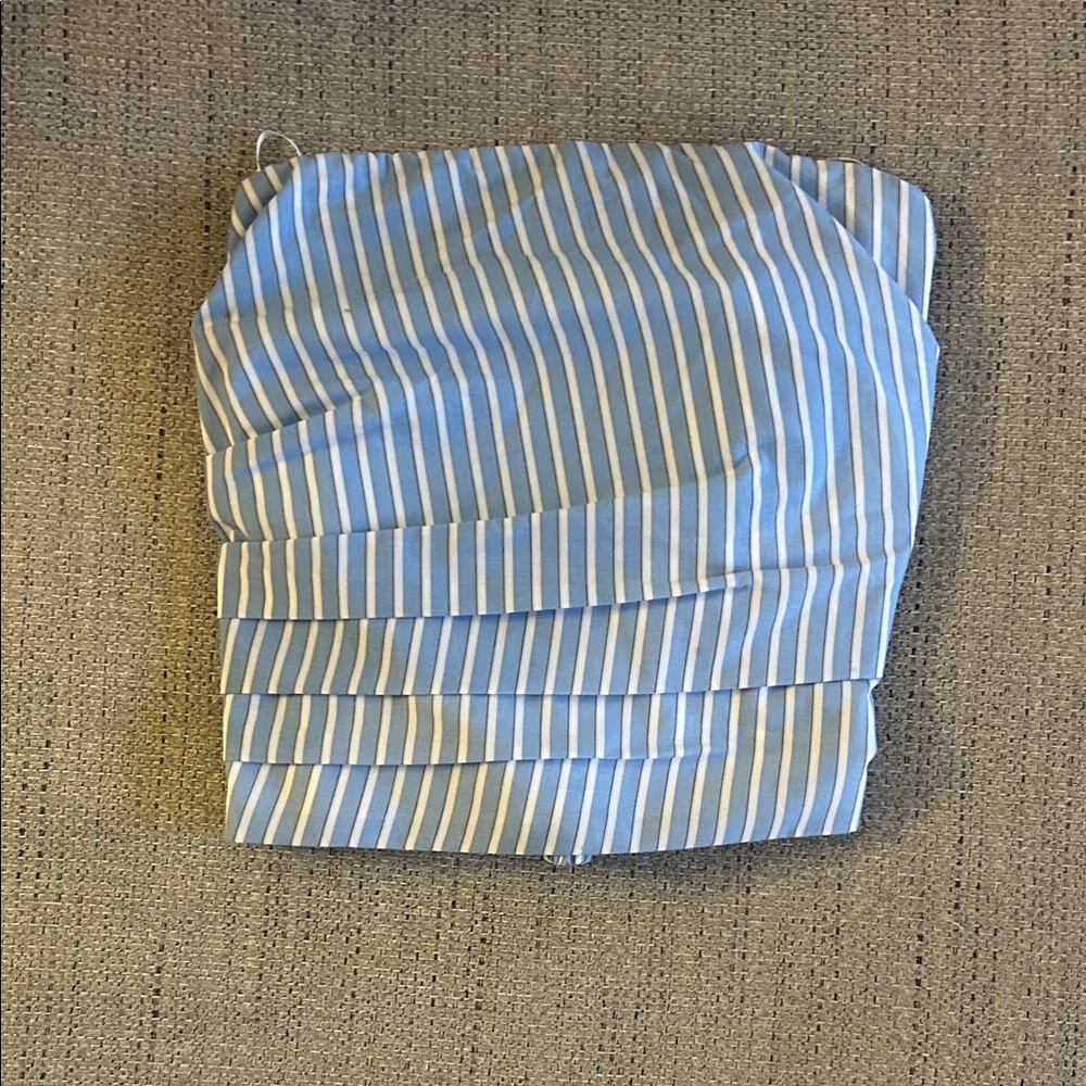 H&M Blue and White striped strapless top